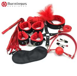 Handcuffs Collar Whip Gag Nipple Clamps BDSM Bondage Rope Erotic Adult For Woman Couples 2107224215338