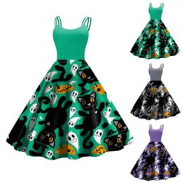 Casual Dresses Ladies Sexy Halloween Dress Womens Spaghetti Strap Ruffles Sleeveless Fit And Flare Long 2024 Party