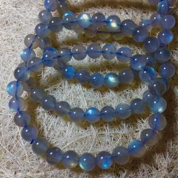 Strand Natural Moonstone Blue Light Crystal Beads Bracelet 7.8-7.5mm