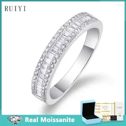 Cluster Rings 0.51cttw D Colour Real Moissanite For Women Eternity Wedding Band S925 Silver Fashion Luxury Diamond Ring Fine Jewellery Gift