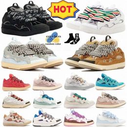 lavines sneakers designer shoes Leather Curb trainers White Ivory Blue Grey Black Gum Pink Multicolor Beige luxurys mens womens flat sneaker