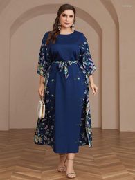 Ethnic Clothing Plus Size Abaya Women Muslim Floral Print Maxi Dress Loose Casual Kaftan Dubai Arab Robe Turkey Djellaba Islamic Jalabiya