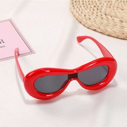 3-10 Years Kids Funny Iated Sunglasses Trendy Y2K Wrap Around Boys Girls Cat Eye Sun Glasses Candy Colour Thick Frame Shades