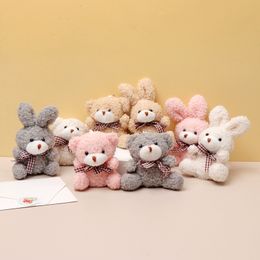 Cute cartoon mini bow tie bear short plush toy bag Car keychain pendant doll