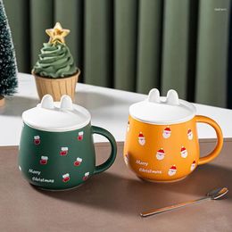 Mugs Christmas Mug Cartoon Ceramic Water Cup With Lid Spoon Coffee Home Breakfast Milk Large Capacity Drinking