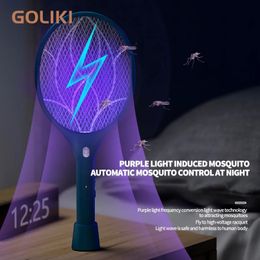 2 In1 UV Light Mosquito Killer Lamp USB Rechargeable Bug Zapper Summer Electric Fly Swatter Mosquito Trap Flies With Night Light 240514