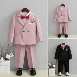 Suits Boys Girls Photography Suit Children Formal Pink Wedding Dress Baby Birthday Ceremony Costume Kids Stage Performance Outfit Y240516
