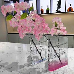 Vases Book vase transparent letter printing book shape flower arrangement Ins style gradient Colour home furnishings room decoration J240515