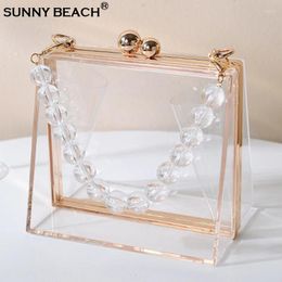 Evening Bags Luxury Acrylic Transparent Women Bag 2024 Fashion Party Chain Handbag Clutch