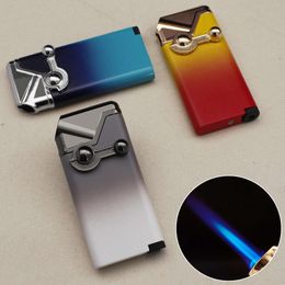 Dl381 Creative Gradual Rocker Jet Flame Lighter Metal Windproof Blue Flame Iatable Cigarette Lighter Wholesale