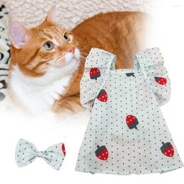 Dog Apparel Pet Dress Extra Soft Breathable Sleeveless Washable Dress-up Cotton Floral Print With Bow-knot Headwear