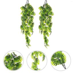 Decorative Flowers 2 Pcs Simulated Bamboo Leaf Rattan Hanging Artificial Plants Fake Wedding Decor Green Vine Vines Plastic Faux Wall