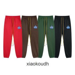 Modaya uygun gündelik koruma pantolonları için Rhude High End Tasarımcı Pantolon Üçgen Basılı Desen Peluş Peluş Sonbahar/Kış Pantolon 1: 1 Orijinal Etiket