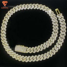 Popular Hip Hop Fashion Style Sier Jewelry 15Mm VVS Moissanite Cuban Chain