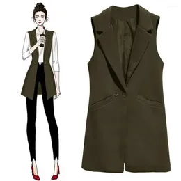 Women's Vests Women Blazer Sleeveless Coat Quilted Waistcoat Ol Suit Tops Outerwear Double Breasted Elegant Work Slim Classic Jackets
