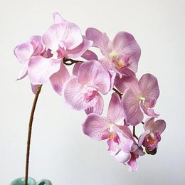 Decorative Flowers 9-Heads Artificial Butterfly Orchid Fake 3D Phalaenopsis Simulation Flower Real Touch Plants Wedding Home Christmas