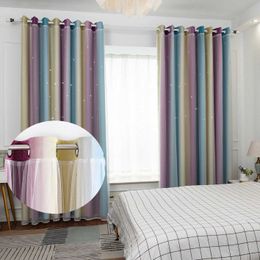 Window Treatments# 2Pcs Living Room Bedroom Modern Kids Childrens Curtains Hollow Stars Rainbow Dector Drapes Y240517