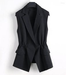 Women039s Vests Spring Summer Women Sleeveless Jacket Coat Long Vest Blazer Formal Work Ladies Office Vintage Slim Suit Waistco9485551