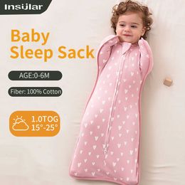 Sleeping Bags New Baby Sleeping Bag Newborn Baby Swaddle Sleeveless Sleep Sack Summer Thin Cotton Soft 2-Ways Zipper Diaper Changing Bag Y240517