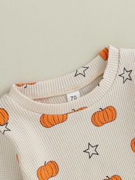 Clothing Sets Adorable Unisex Halloween Costume Set For Borns And Infants - Pumpkin Print Long Sleeve Top With Matching Pants Trousers
