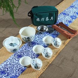 Teaware Sets 4 Style Travel Tea Set Chinese Portable Ceramic Bone China Teaset Gaiwan Teacup Porcelain Cup The Outdoor Teapot