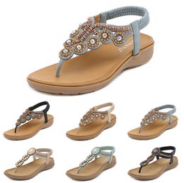 2024 Bohemian Sandals Women Slippers Wedge Gladiator Sandal Womens Elastic Beach Shoes String Bead Color30 GAI-7895