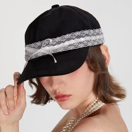 Ball Caps Original Lace Bow Designer Baseball Spring And Summer Travel Versatile Sweet Retro Sunscreen Quick Drying Women's Hats