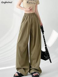 Women's Pants Women Thin Linen Drape Ice-silk Lazy Style Korean Fashion All-match Casual Baggy Cozy Summer Chic Wide-leg Trousers Basic