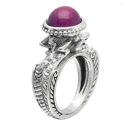 With Side Stones Seanlov Romantic Female Princess Purple Color Cubic Zirconia Ring Silver Mermaid Jewelry Promise Engagement For Women