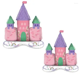 Party Decoration 2Pcs Castle Balloon Set With 34inch Daisy Balloons For Princess Girls Birthday Baby Shower Wedding Decorations