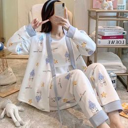 Sleep Lounge Pregnancy and Pregnant Womens Pajamas Breastfeeding Clothing Nursing Night Fruit Hospital Winter d240517