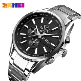 SKMEI Men's Luxury Brand Chronograph Mens Sports Watches Waterproof Stainless Steel Quartz Watch Relogio Masculino 9175 289A