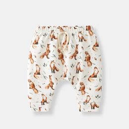 Trousers 0-3T Newborn Baby Boys and Girls Clothing Animal Printed Cotton Pants Cute Trousers Newborn Baby Bottom Set d240517