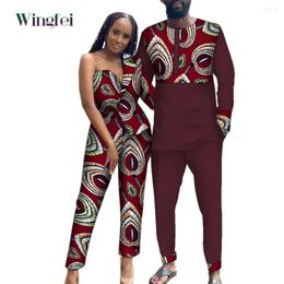 Ethnic Clothing Bazin Riche African Clothes For Couple Dashiki Men And Lady Suit Pant Set Boubou Nigerian Lovers Outfit WYQ835
