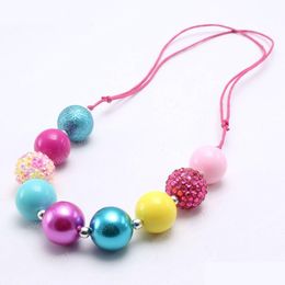 Pendant Necklaces Fashion Chunky Baby Bubblegum Beaded Necklace Adjustable Handmade Rope For Girls Toy Kids Jewelry Gift Drop Delive Dhjd5