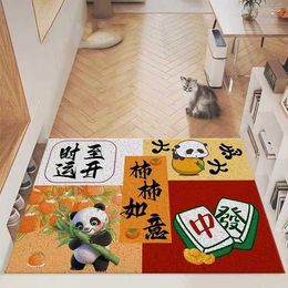Carpets Cute Panda Cartoon Indoor and Outdoor Silk Ring Floor Mats for Home Entrance PVC Anti slip Foot dirt Wear Resistant H240517