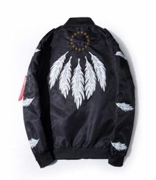 marchwind mens autumn jacket print feathers stand collar bomber jacket fashion outwear mens thin coat bomb baseball warm jackets119407355