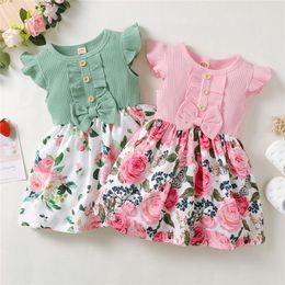 1-5 Years Little Princess Clothing Baby Sleeveless Floral Fashion Dress Children Girl Daily Holiday Clothes L2405