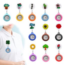 Other Plant Clip Pocket Watches Nurse Lapel Watch Clip-On Hanging Retractable For Student Gifts Women And Men Drop Delivery Otdse