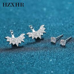 Stud Earrings Classic 925 Sterling Silver Total 1 Carat Snowflake Diamond Moissanite Women Jewelry