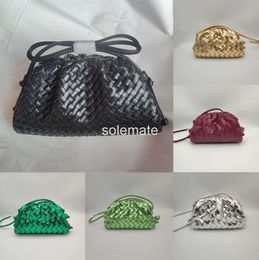 with Designer Mini Pouch Clutch Bag Premium Sheep Leather Intrecciato Woven Cloud Fashio Gril Full Range Of Colors Three Sizes Party