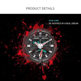 SMAEL Electronics Watch Smael Brand Men's Digital Sport Watches Male Clock Dual Display Waterproof Dive White Relogio 1637 222U