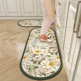 Carpets American style light luxury kitchen mat water absorbing non slip washable erasable dirt resistant diatomaceous mud floor carpet H240517