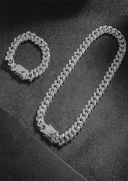 Chains Iced Out Paved Rhinestone Cubana Link Chain 2pcs 12MM Miami Curb Cuban CZ Bling Rapper Necklace For Men HipHop Choker Man5238451
