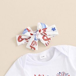 Clothing Sets Sdghg 0-2T Infant Baby Girl 4th Of July Outfits Short Sleeve Romper American Flag Print Flare Pants Headband Set