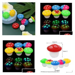 Storage Bottles Jars 5Ml Mini Sile Wax Containers Luminous Glow In The Dark Mushroom Shaped Slick Box Nonstick Sil Container Dab Tool Dhjqp