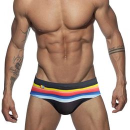 Men's Swimwear Men Striped Swim Briefs Swimwear Sexy Male Swimming Trunks Beach Short Surfing Summer Swimsuit Bikini Pants Baador Corto Hombre Y240517