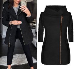 2019 Autumn Long Black Coat Women Zipper Long Sleeve Hooded Jackets Casual Female Warm Slim Pockets Outwear Clothes5009403