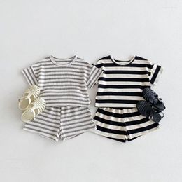 Clothing Sets Casual Baby Set 0-3Years Born Boy Girl Short Sleeve Striped T-shirt Tops Pant Bottom 2PCS Summer Outfits