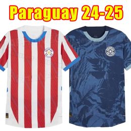 2024 Paraguay Soccer Jerseys 2025 Copa America camisetas de futbol Home Away Football Shirt 24 25 home red white away dark blue football shirts men kit top Size S-4XL